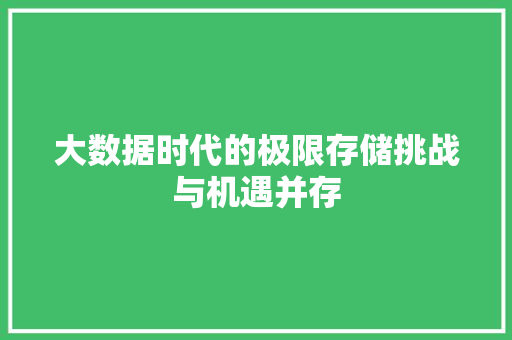 大数据时代的极限存储挑战与机遇并存