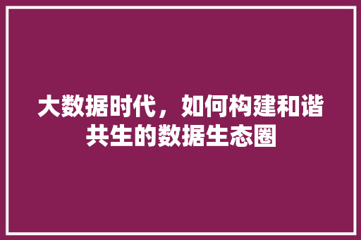 大数据时代，如何构建和谐共生的数据生态圈