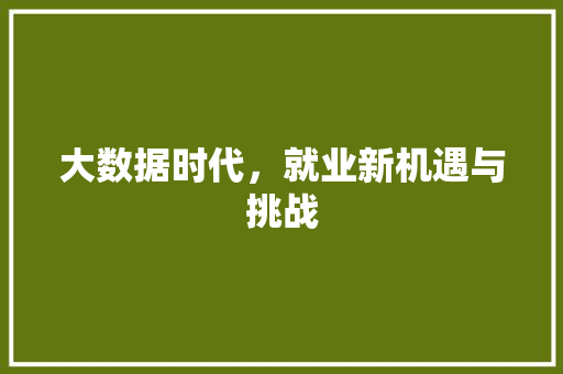 大数据时代，就业新机遇与挑战