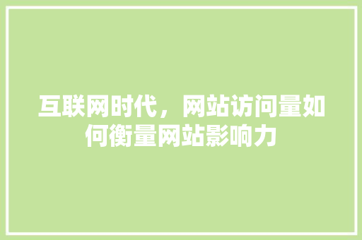 互联网时代，网站访问量如何衡量网站影响力