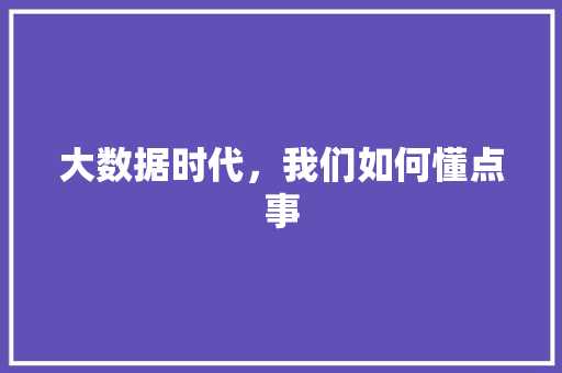 大数据时代，我们如何懂点事