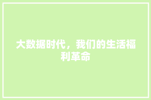 大数据时代，我们的生活福利革命