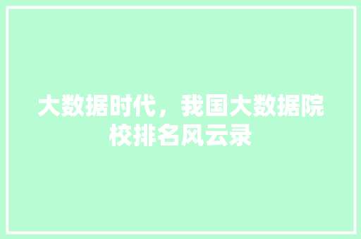 大数据时代，我国大数据院校排名风云录