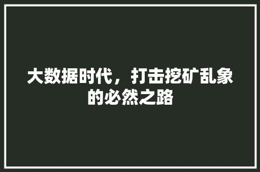 大数据时代，打击挖矿乱象的必然之路
