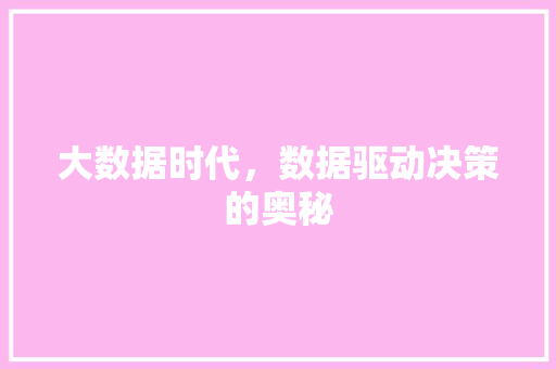 大数据时代，数据驱动决策的奥秘