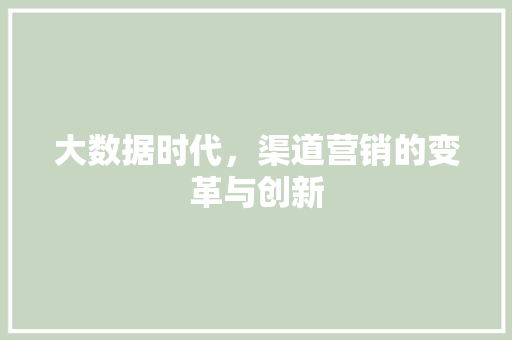 大数据时代，渠道营销的变革与创新