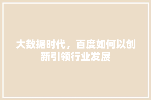 大数据时代，百度如何以创新引领行业发展