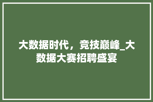 大数据时代，竞技巅峰_大数据大赛招聘盛宴