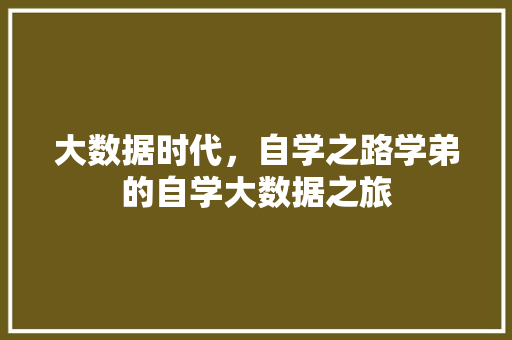 大数据时代，自学之路学弟的自学大数据之旅