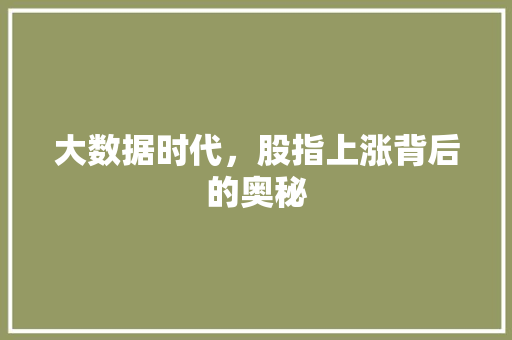 大数据时代，股指上涨背后的奥秘