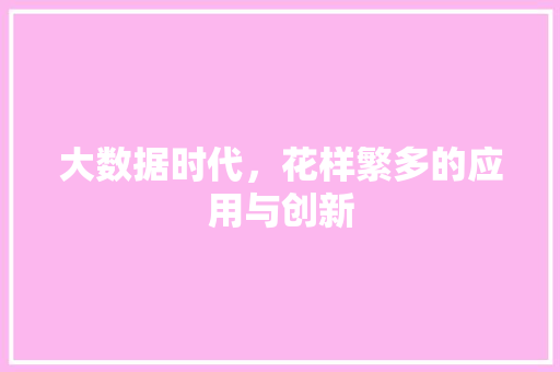 大数据时代，花样繁多的应用与创新