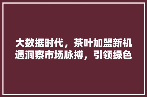 大数据时代，茶叶加盟新机遇洞察市场脉搏，引领绿色消费