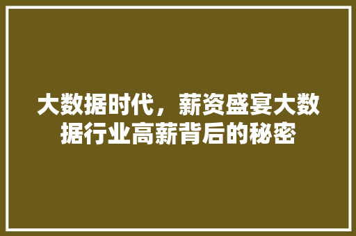 大数据时代，薪资盛宴大数据行业高薪背后的秘密