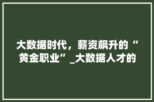 大数据时代，薪资飙升的“黄金职业”_大数据人才的高薪密码