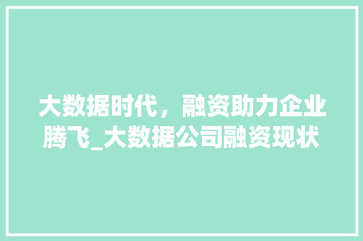 大数据时代，融资助力企业腾飞_大数据公司融资现状与趋势