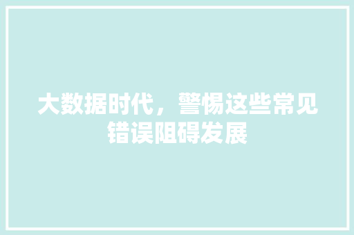 大数据时代，警惕这些常见错误阻碍发展