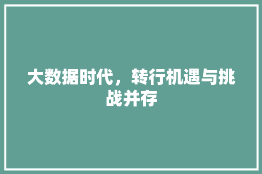 大数据时代，转行机遇与挑战并存