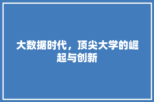 大数据时代，顶尖大学的崛起与创新