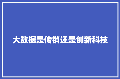 大数据是传销还是创新科技