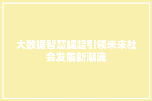 大数据智慧崛起引领未来社会发展新潮流