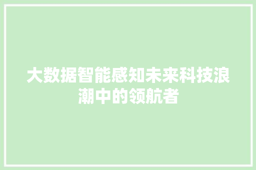 大数据智能感知未来科技浪潮中的领航者