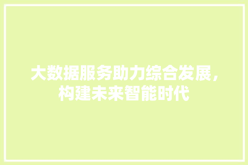 大数据服务助力综合发展，构建未来智能时代 前端技术