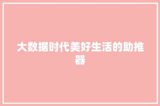 大数据时代美好生活的助推器