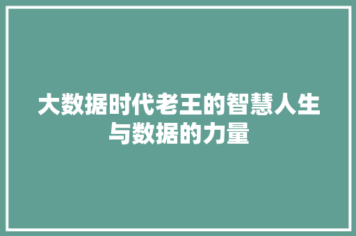 大数据时代老王的智慧人生与数据的力量