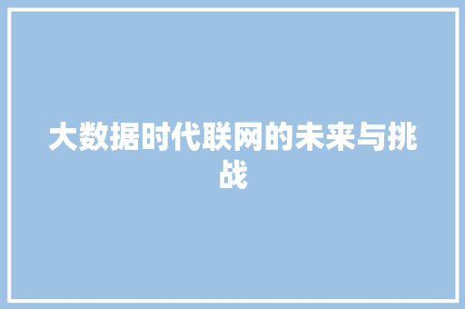 大数据时代联网的未来与挑战