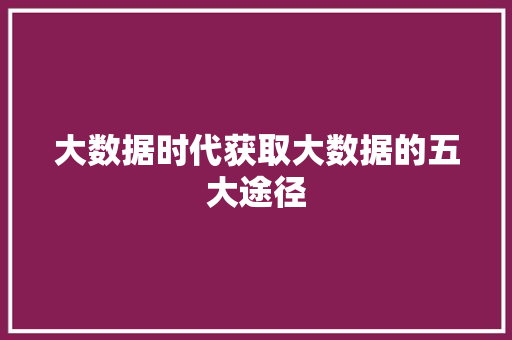 大数据时代获取大数据的五大途径