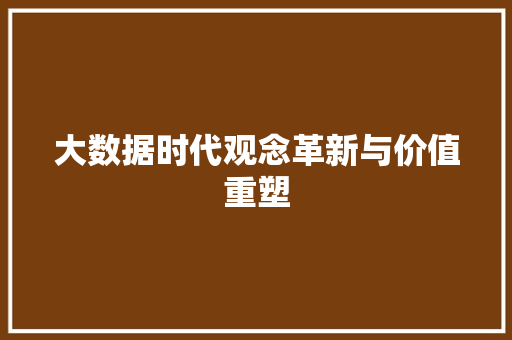 大数据时代观念革新与价值重塑
