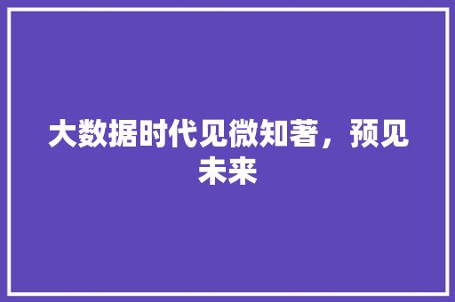 大数据时代见微知著，预见未来