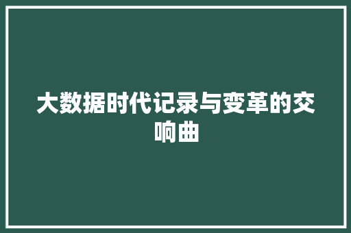 大数据时代记录与变革的交响曲