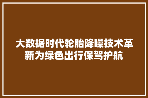 大数据时代轮胎降噪技术革新为绿色出行保驾护航