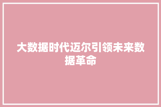 大数据时代迈尔引领未来数据革命