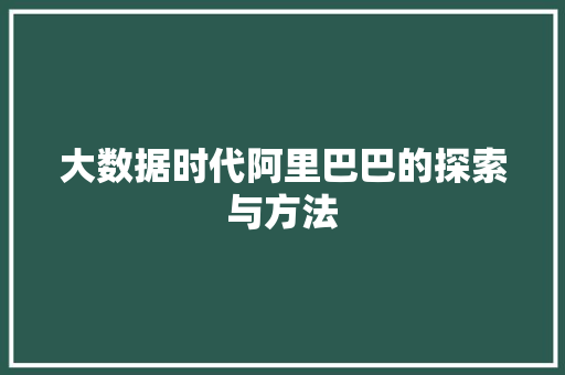 大数据时代阿里巴巴的探索与方法