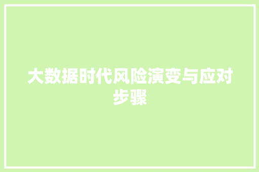 大数据时代风险演变与应对步骤
