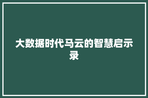 大数据时代马云的智慧启示录