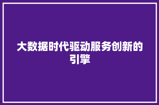 大数据时代驱动服务创新的引擎