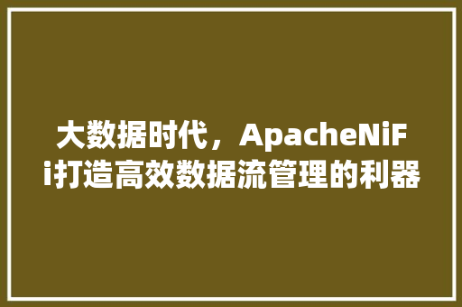 大数据时代，ApacheNiFi打造高效数据流管理的利器