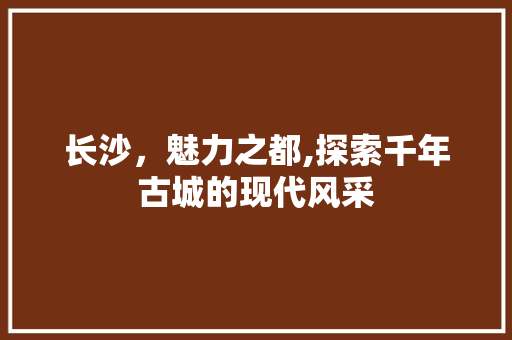 长沙，魅力之都,探索千年古城的现代风采