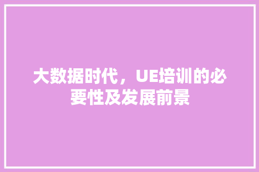 大数据时代，UE培训的必要性及发展前景