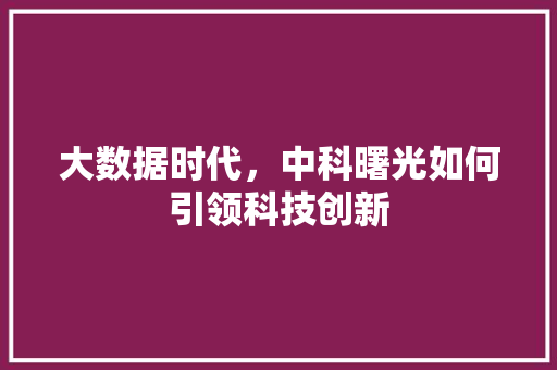 大数据时代，中科曙光如何引领科技创新