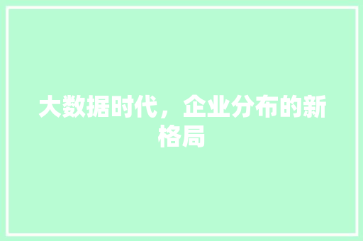 大数据时代，企业分布的新格局