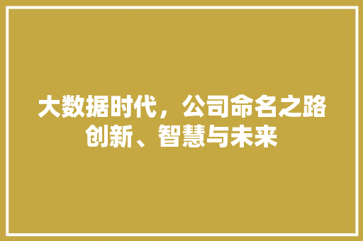 大数据时代，公司命名之路创新、智慧与未来