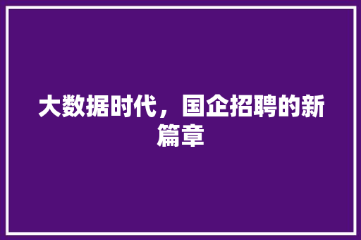 大数据时代，国企招聘的新篇章