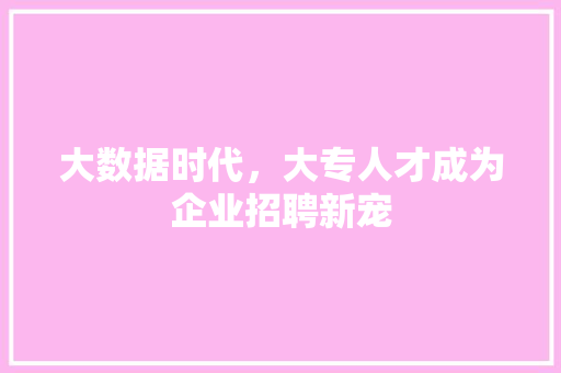 大数据时代，大专人才成为企业招聘新宠