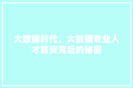 大数据时代，大数据专业人才薪资背后的秘密