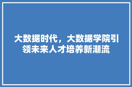 大数据时代，大数据学院引领未来人才培养新潮流