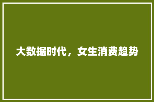大数据时代，女生消费趋势